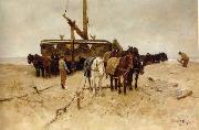 Anton mauve Bomschuit op het strand oil on canvas